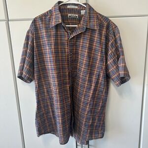 Key Elements Mens XL Plaid Button Down Shirt Short Sleeve Multi Color Casual